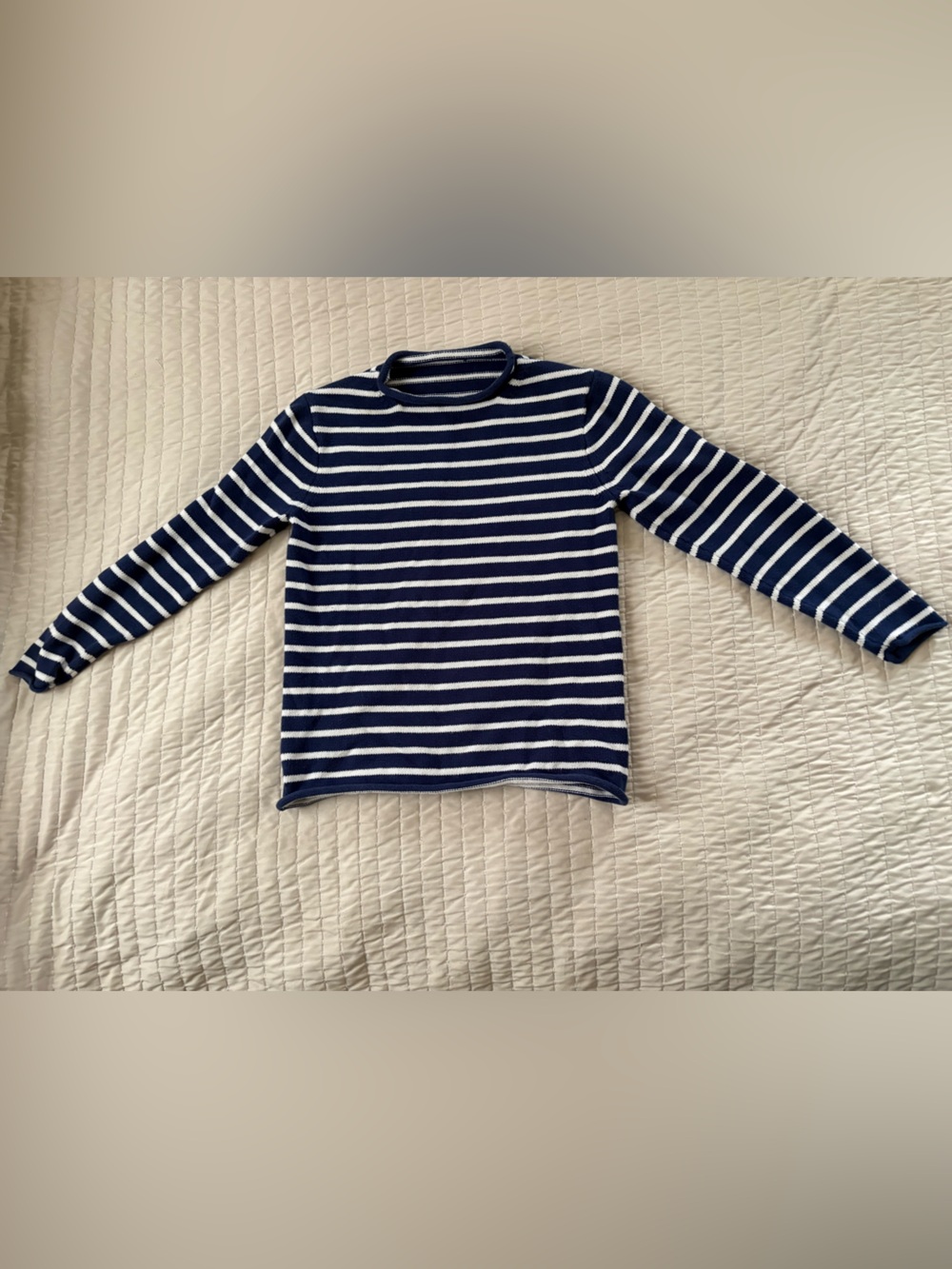 J. Crew Navy and White Striped Crewneck Sweater